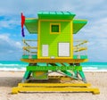 Colorful lifeguard tower in beautiful Miami Beach, USA Royalty Free Stock Photo