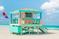 Colorful lifeguard tower in Miami Beach Royalty Free Stock Photo