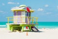 Colorful lifeguard tower in Miami Beach Royalty Free Stock Photo