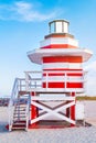 Colorful lifeguard tower at South Beach in Miami Royalty Free Stock Photo