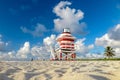 Colorful Lifeguard Tower in South Beach, Miami Beach Royalty Free Stock Photo