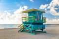 Colorful Lifeguard Tower in South Beach, Miami Beach Royalty Free Stock Photo