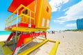 Colorful lifeguard tower in world famous Miami Beach Royalty Free Stock Photo