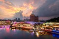 Colorful light building at night in Clarke Quay, Singapore. Clarke Quay, is a historical riverside quay in Singapore. Royalty Free Stock Photo