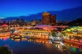 Colorful light building at night in Clarke Quay Singapore Royalty Free Stock Photo