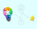Lightbulb with missing puzzle piece concept