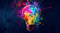 Colorful Light Bulb With Paint Splatters
