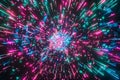 Colorful Light Burst in Space, A vibrant digital explosion of multicolored light by Generative AI