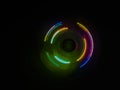 Colorful light neon circle in dark black background Royalty Free Stock Photo