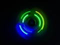 Colorful light neon circle in dark black background Royalty Free Stock Photo