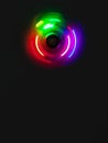 Colorful light neon circle in dark black background Royalty Free Stock Photo