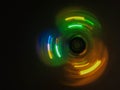 Colorful light neon circle in dark black background Royalty Free Stock Photo