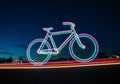 Colorful Light Painting Bicycle at Night Royalty Free Stock Photo