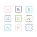 Colorful and light pastel colors ampersand square icons set