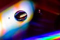 Colorful light reflections on CD water drops Royalty Free Stock Photo