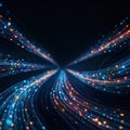 Colorful Light Trails in Dark Space Creating Abstract Wave Patterns and Dynamic Movement Effects Royalty Free Stock Photo