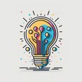 Colorful lightbulb with electronic circuit. Idea and innovation concept. Vector illustration. Royalty Free Stock Photo