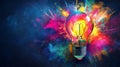 Colorful Lightbulb Explosion Representing Creativity Royalty Free Stock Photo