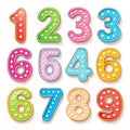 Colorful lightbulb numbers, white background, design elements, teaching aid Royalty Free Stock Photo
