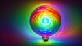 colorful lightbulb on a rainbow background. abstract background