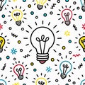 Colorful lightbulb seamless pattern. Royalty Free Stock Photo