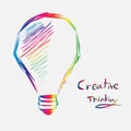 Colorful of lightbulb sign of creative thinking.art line vector Royalty Free Stock Photo
