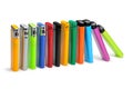 Colorful lighters on white background Royalty Free Stock Photo