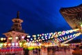 The colorful lighting Asian lanterns hanging in Bulguksa temple in Gyeongju, South Korea Royalty Free Stock Photo