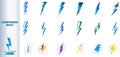 Colorful lightning bolt vector icon set Royalty Free Stock Photo