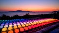 Chromatic Lights Overlooking Sunset Coastline Royalty Free Stock Photo