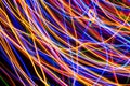 Colorful lights on the long exposure with motion background, Abstract glowing colorful lines, slow speed shutter Royalty Free Stock Photo