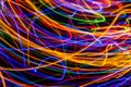 Colorful lights on the long exposure with motion background, Abstract glowing colorful lines, slow speed shutter Royalty Free Stock Photo