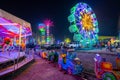 Colorful lights in the outdoor amusement park at night, the Temple fair is an annual traditional festival,