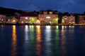 Colorful lights reflecting in the water