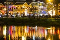 Colorful lights on river in Hoi An, Vietnam