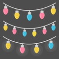 Colorful lights on string, vector illustration Royalty Free Stock Photo