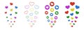 Colorful like icons for social media. Hearts are flying and suitable for live stream and stories reaction