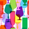 Colorful limpid wineglasses