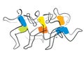 Running race marathon,jogging line art stylized.