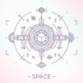 Colorful line geometric futuristic graphic design. Sci-Fi astro space illustration concept.