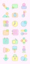 Colorful Line Rounded Mobile Default Girly App Icon Set