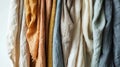 Colorful Linen Scarves Hanging in a Row