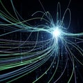 Of colorful lines resembling neural pathways or data streams converging Royalty Free Stock Photo