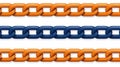 Colorful Links of Interlocking Chains in Bright Orange and Deep Blue Tones on White Background Royalty Free Stock Photo