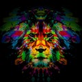 Colorful lion face in abstract style