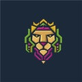 Colorful lion geometric tech vector