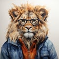 Colorful Lion Illustration: Spray Painted Realism With A Touch Of Humor