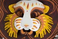 Colorful lion mask making on paper.