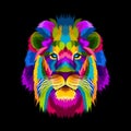 Colorful lion pop art portrait vector illustration