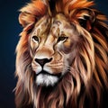 Colorful Lion Portrait Wild King Cat Painting Beautiful Animal Background Graphic Design